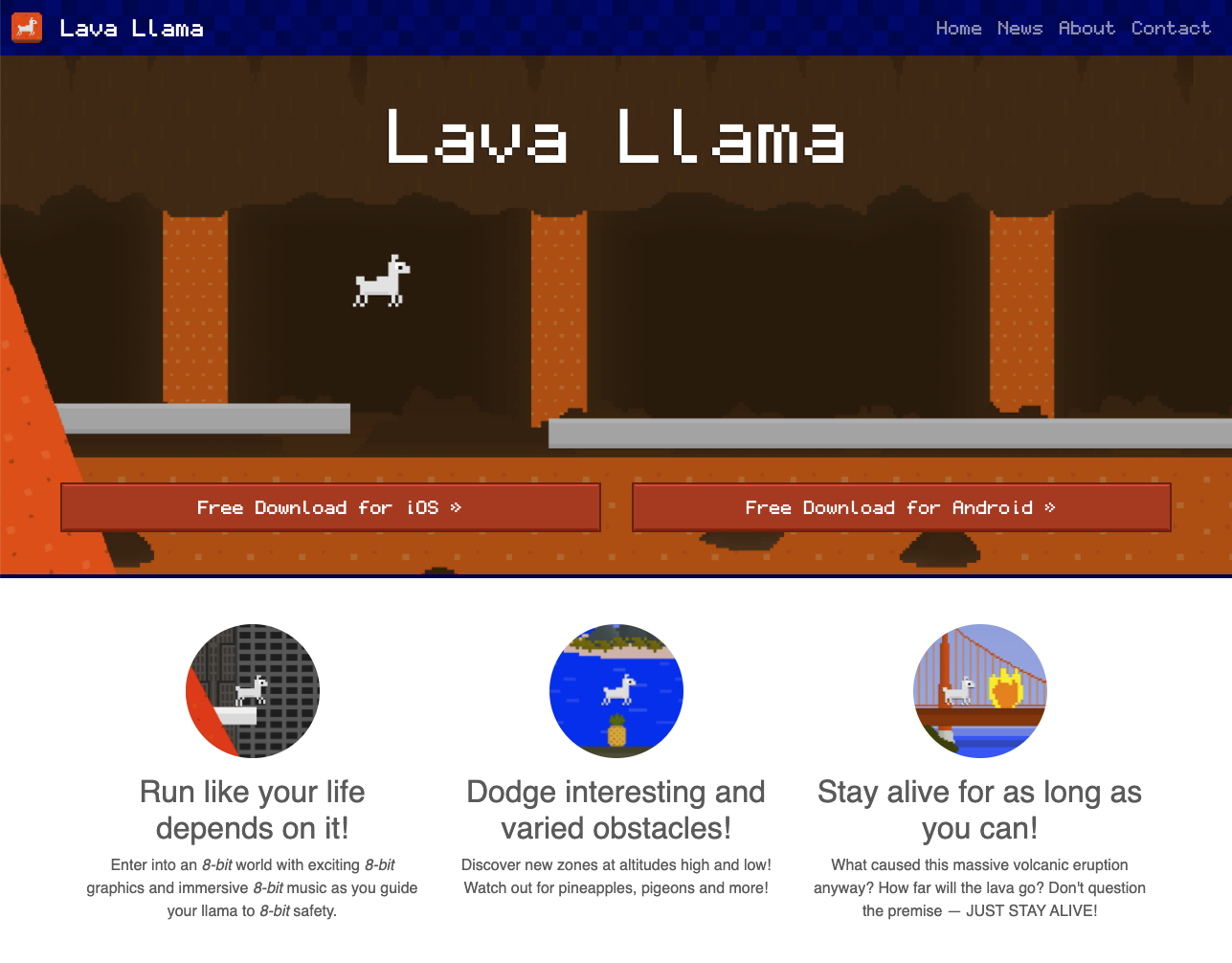 Lava llama website screenshot